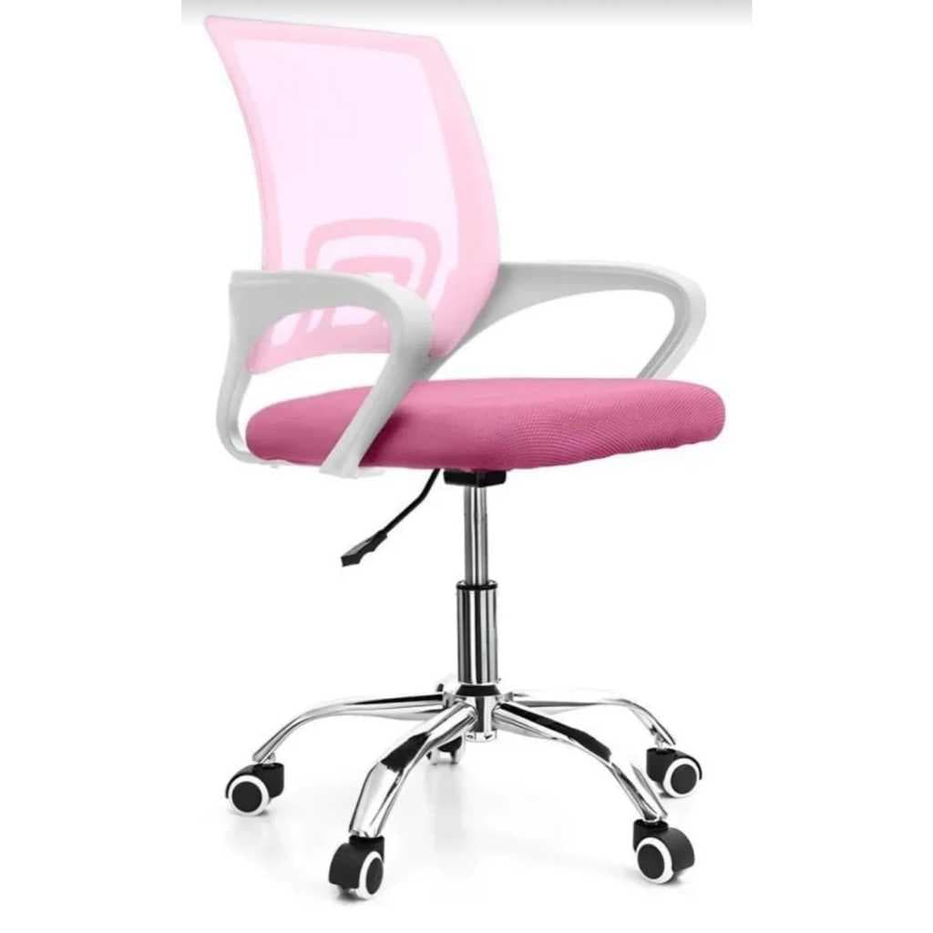 Cadeira de Escritório Rosa Moderna Giratória Confortável para Home Office