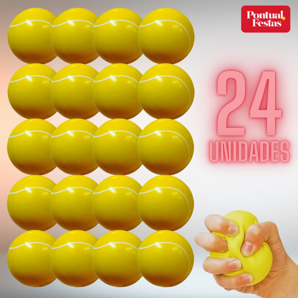 KIT 24 Bolas Antiestresse De Espuma 6cm Tênis