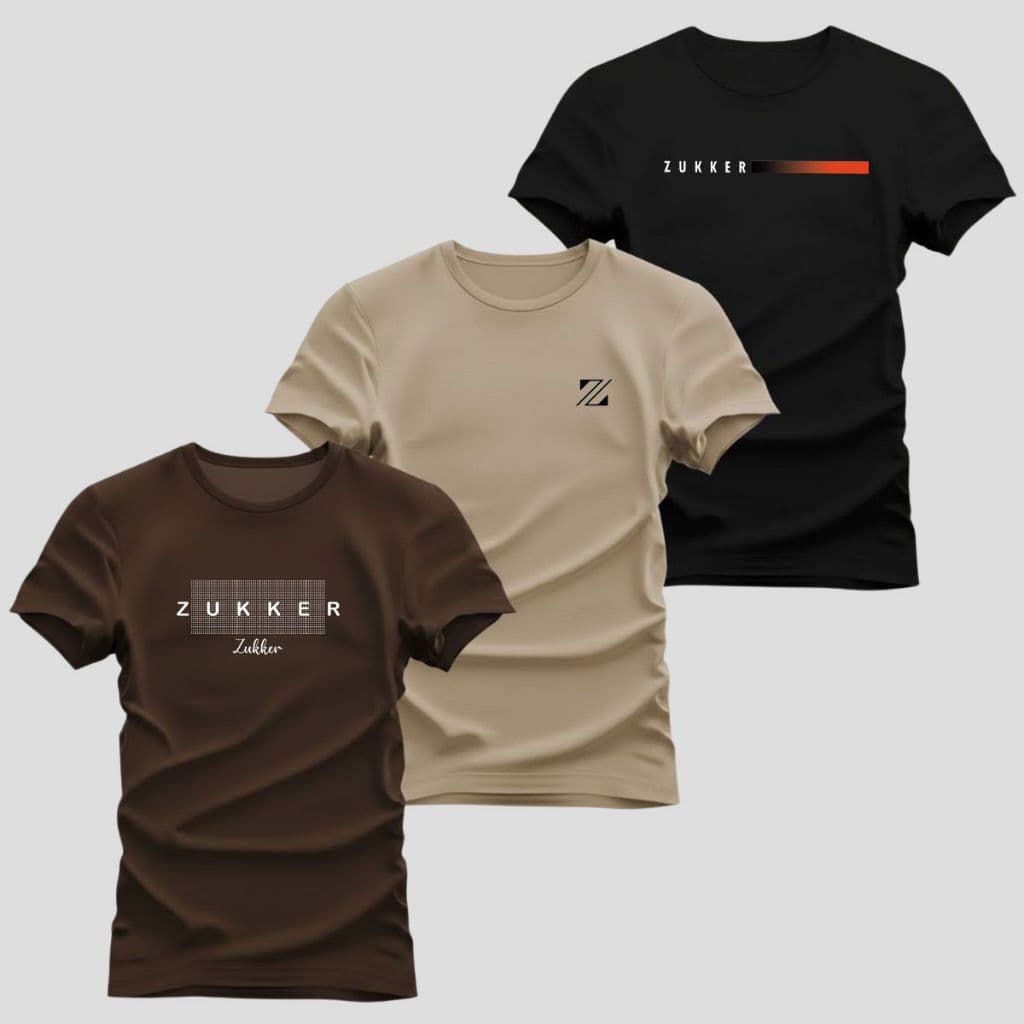 Kit 3 Camiseta Masculina Gola Redonda T-Shirt Camisa 100% Algodão Confortável