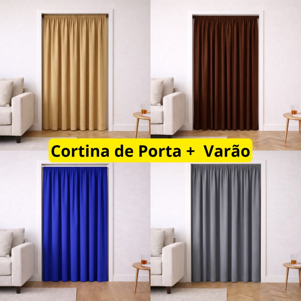 Cortina De Corredor + Varao 1m para Cortina de Porta De Quarto Cozinha Sala Malha (Kit Completo)