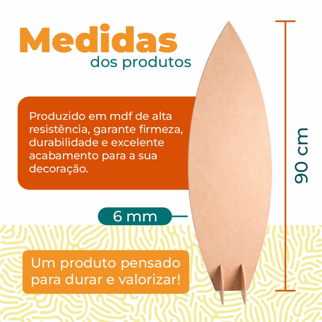 Display MDF Prancha De Surf Painel 90Cm Decoração Aniversario Praia Cenário Festa Pegue e Monte