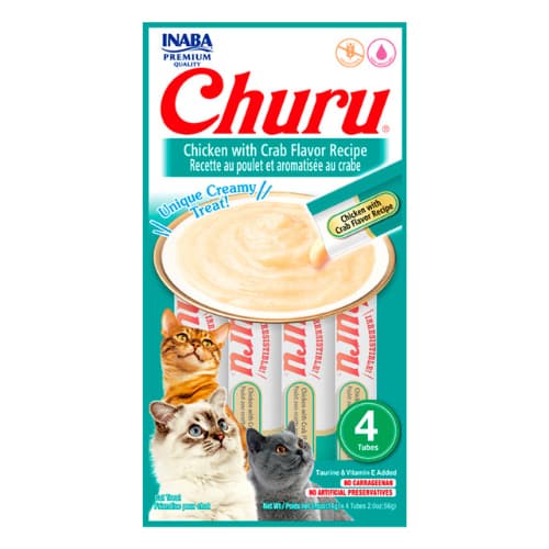 Churu Inaba Gatos Frango com Sabor Caranguejo – 4 Tubes (Petisco Cremoso Premium)