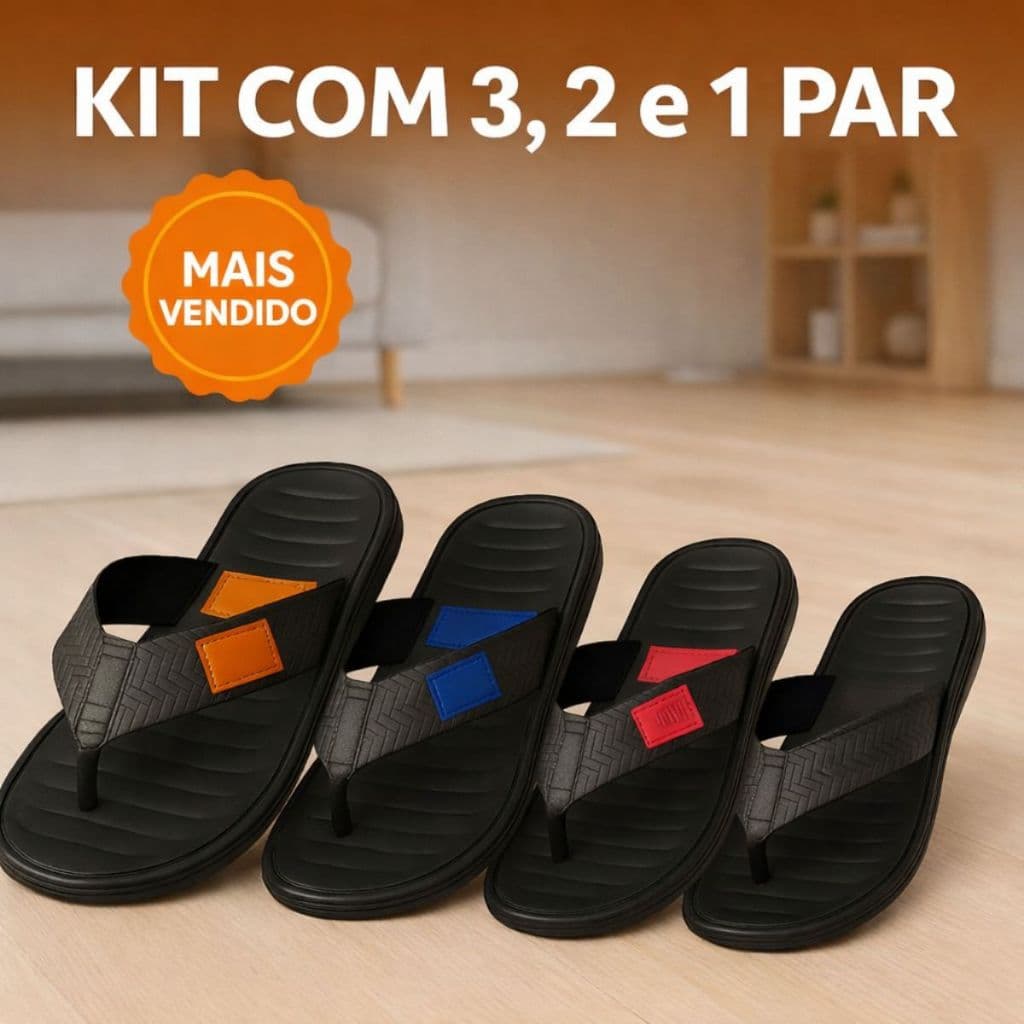 Kit 3, 2 e 1 Par Chinelo Masculino Correia Larga - Chinelo Mascolino - Chinelo Maculino Envio Full