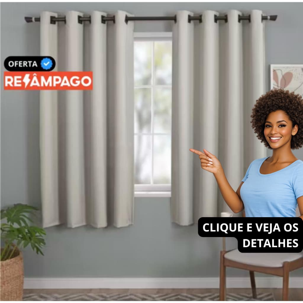 Cortina Sala Quarto Pequena 3,00 x 1,60 Tecido Importado Promoção semi blackout envio rápido barata