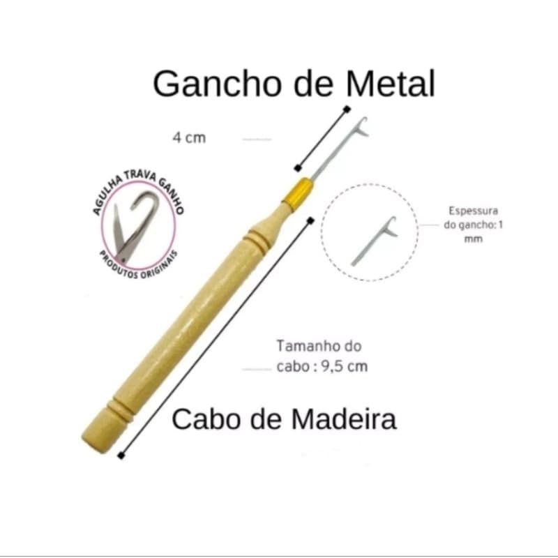 2 Un Agulha Para Aplicação De Mega Hair Microlink Coloração / Luzes Com Cabo de Madeira