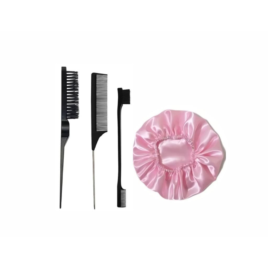Kit Escova+ Pente baby hair+Touca de cetim.