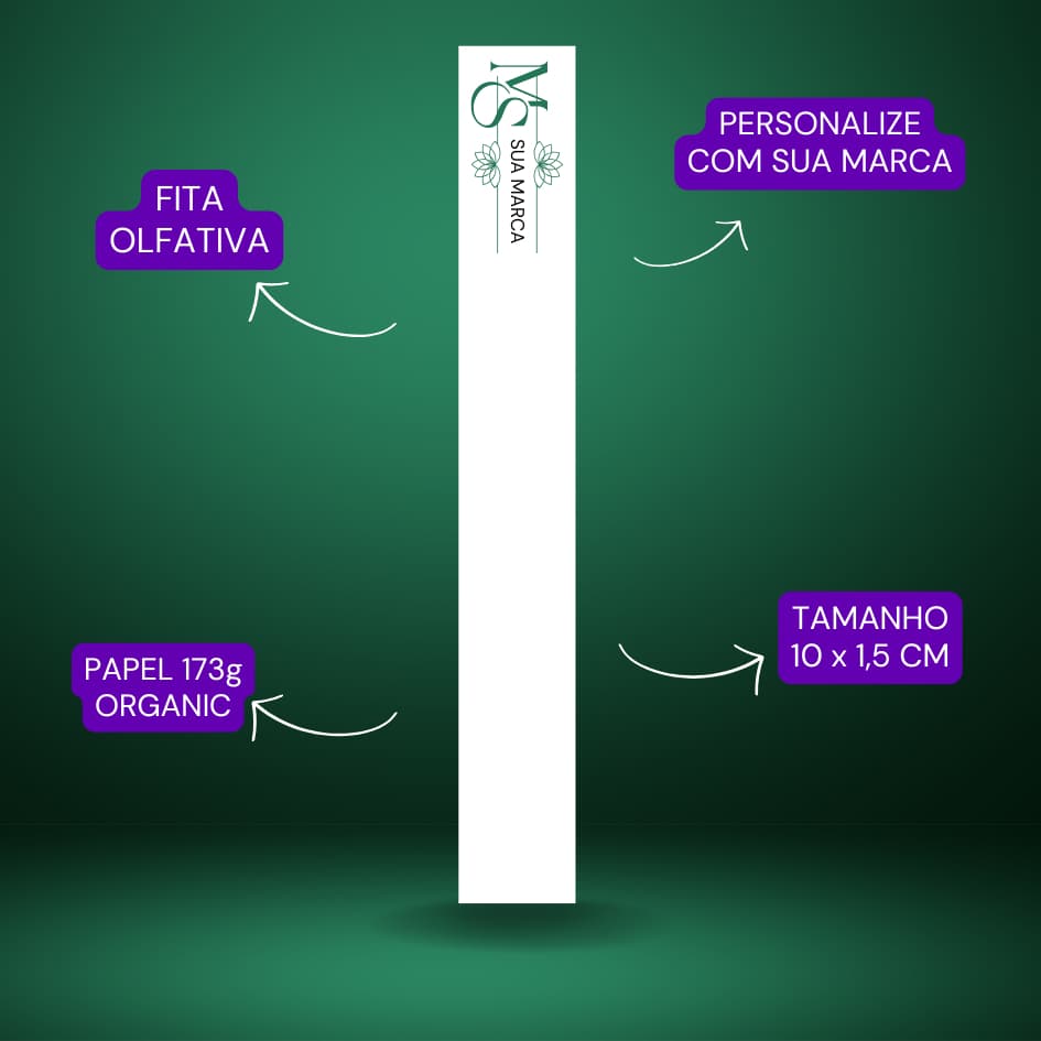 Fitas Olfativas Personalizadas 10x1,5cm Papel Organic 173g | Tiras de papel para Teste de Perfumes e Cosméticos