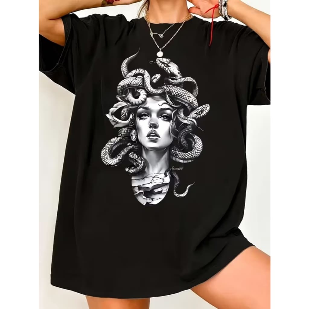 Camiseta Unissex  Medusa Estampa Gráfica 100% Algodão Streetwear Unissex Estilo Urbano
