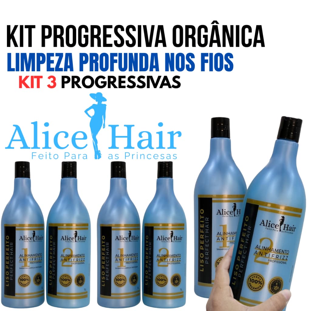 Super Promoção Kit 3 Alice Hair Combo Progressiva Alisa Top!
