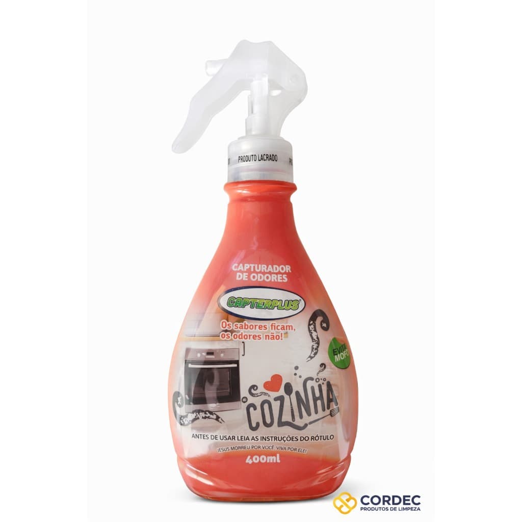 Capterplus Cozinha 400ml Elimina Cheiro de Fritura Peixe e Gordura Spray Anti Mau Cheiro 1500 Aplicações Limão Siciliano