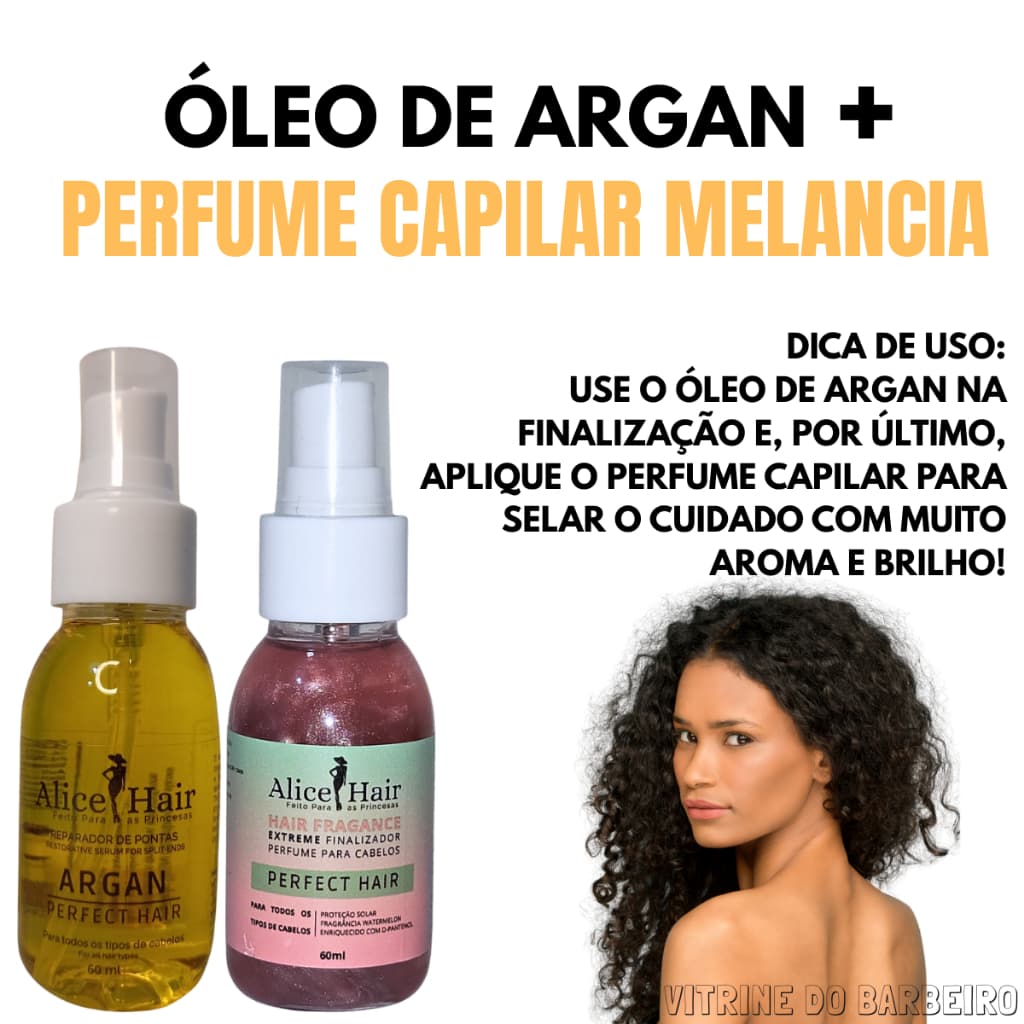 Perfume Melancia + Óleo De Argan Cabelos Fortes e Saudáveis!