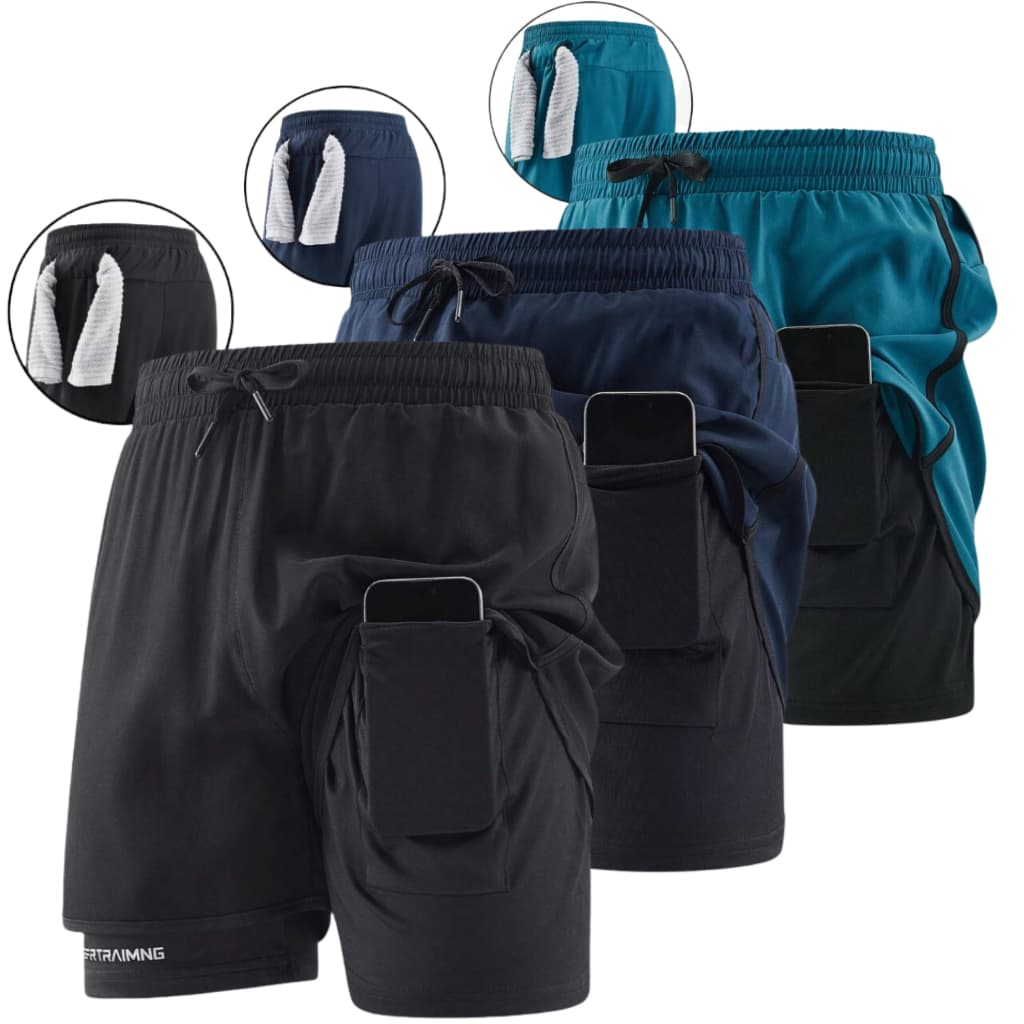 Short Esportivo Unissex 2 em 1 Compressão Corrida Academia Proteção UV Verão Bolsos Internos Leve