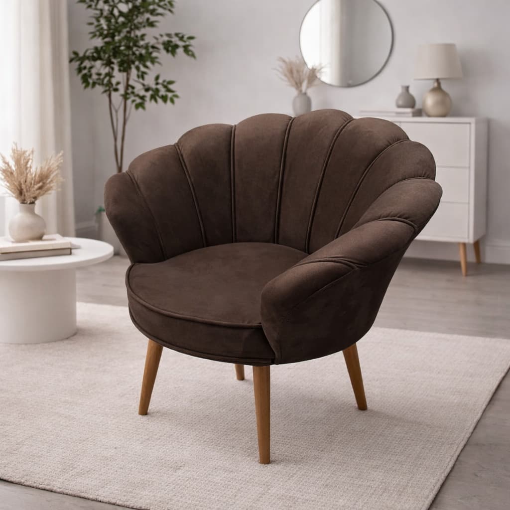 Poltrona Decorativa Pétala Veludo Flor recepção, sala ou quarto Pés Palito