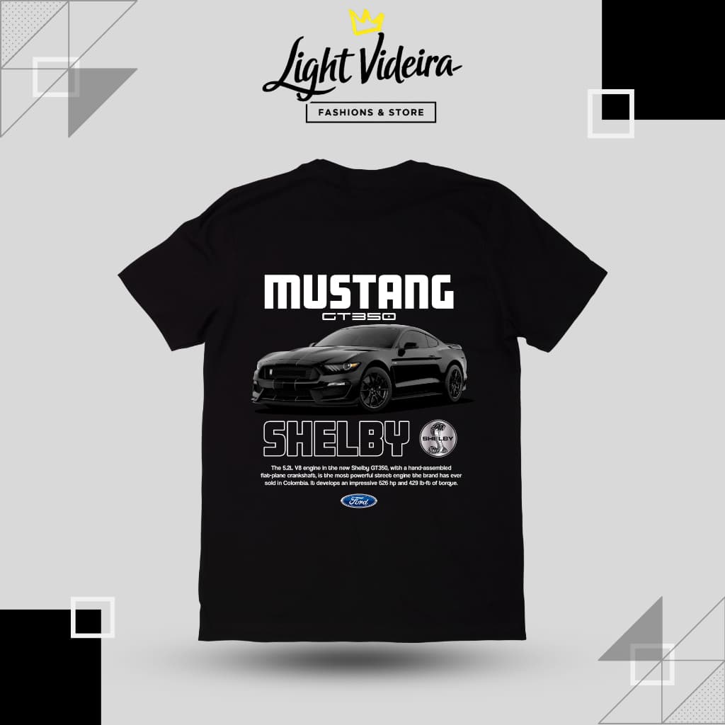 Camiseta Mustang Shelby, 100% Algodão Premium, Estampa alta qualidade, Camisa Unissex, Blusa varias cores disponível