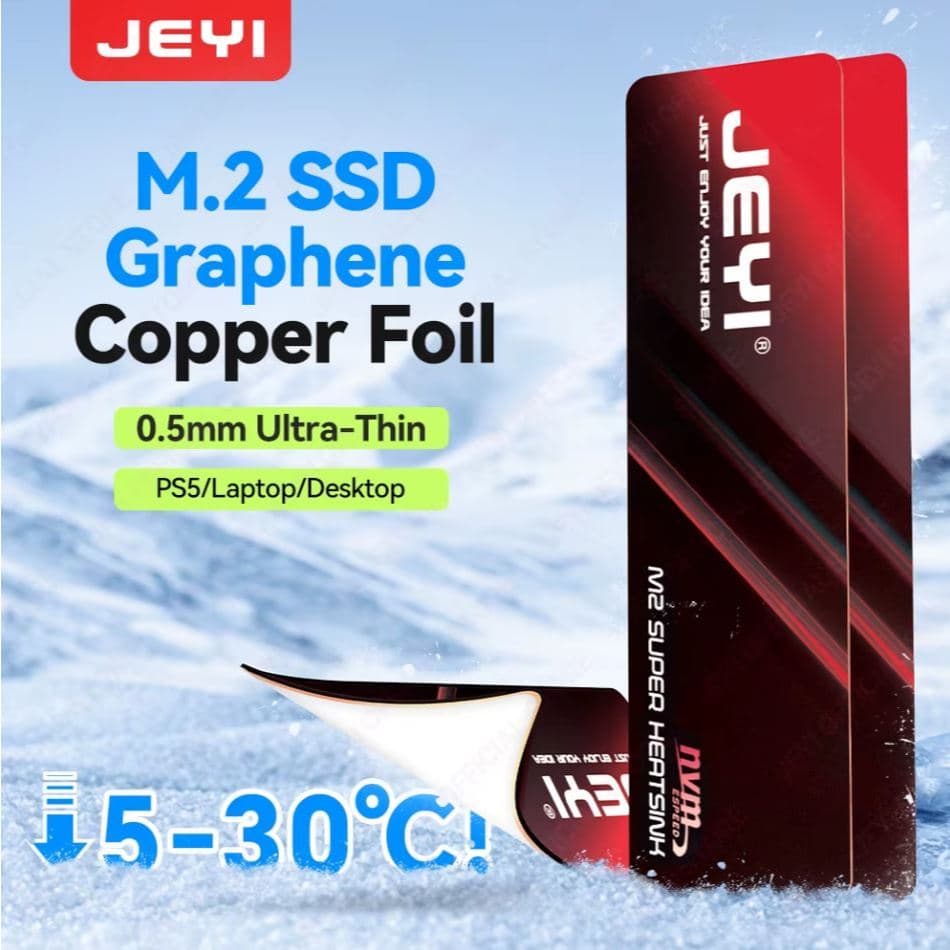 Dissipador de calor M.2 NVME 2280 Grafeno 0.5mm - 1500W/m-K - JEYI