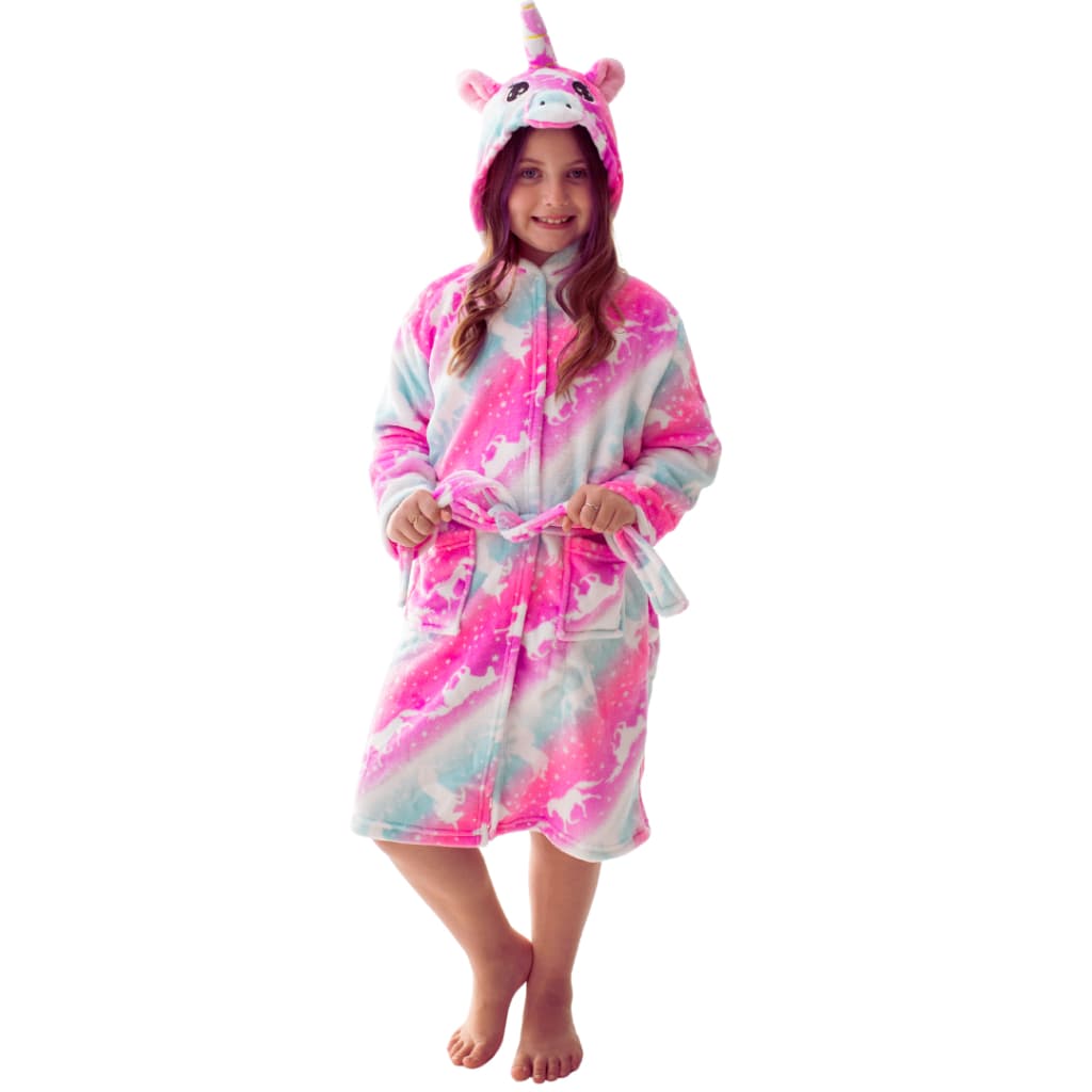 Roupão Infantil Menina Feminino Com Capuz Unicórnio Manga Longa Banho