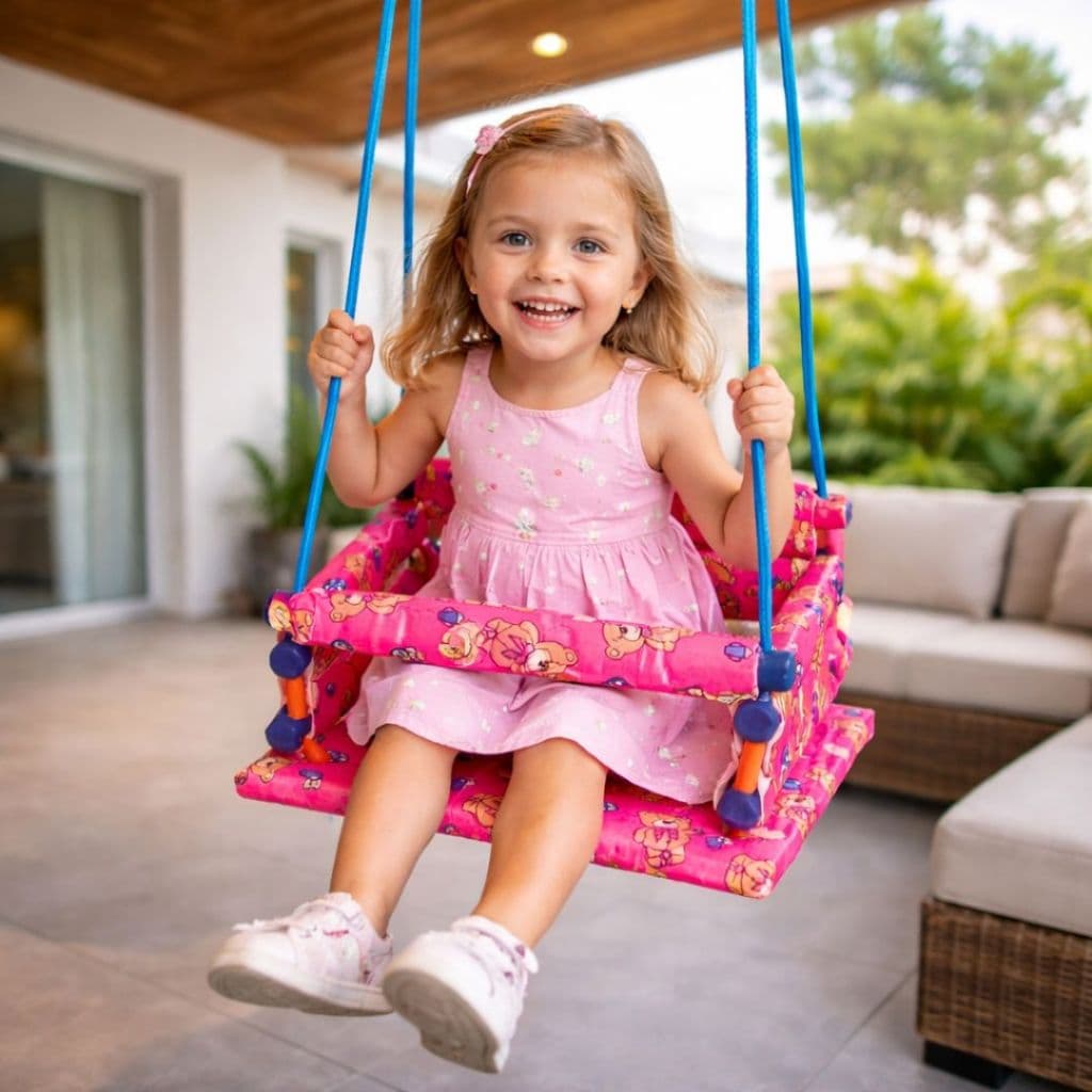 Cadeirinha Infantil Balanço até 35kg de 1 a 10 Anos Estrutura de Madeira Alta Qualidade premium