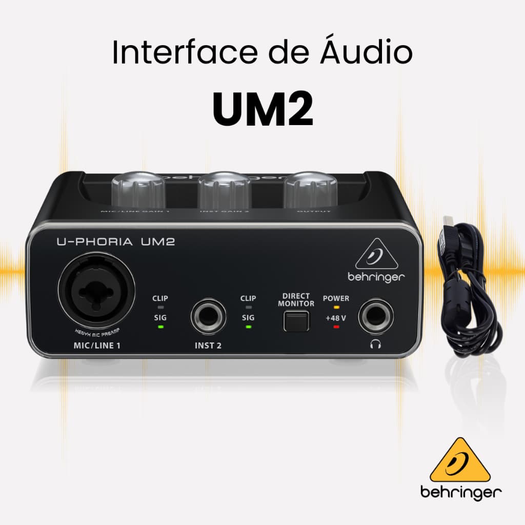 Interface de Audio Behringer Um2 Interface de Audio Profissional Interface de Audio Usb