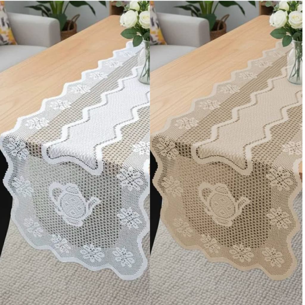 Caminho/Trilho De Mesa Renda Luxo Branca Ou Marrom Retangular 50cm X 1,50m