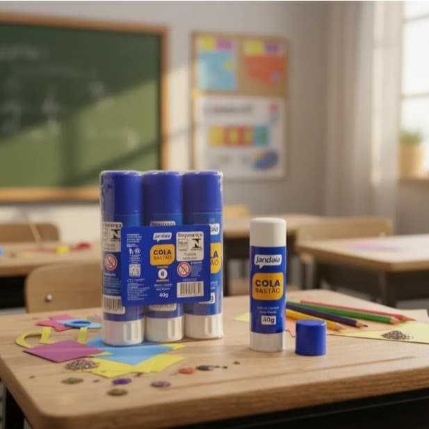 Kit 6 Cola Bastão 40g Com 6 Unidades Escolar Jandaia Atóxica