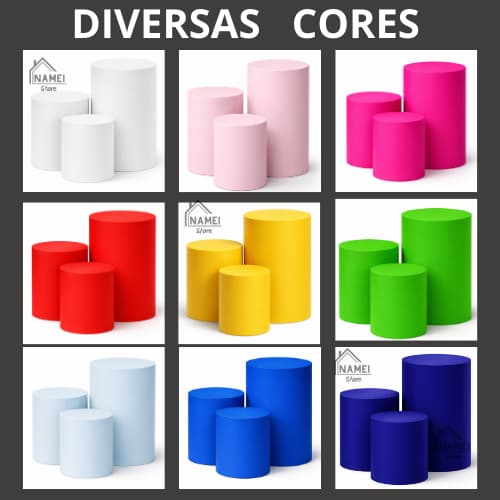 Kit Capa Trio De Cilindro Decoração Festa Tecido Helanca Várias Cores Aniversário Chá Revelação Bebê