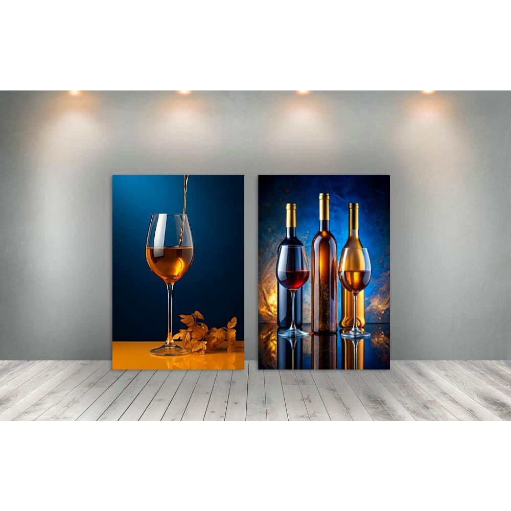Quadro Decorativo 2p decoração taças saBOR tinto decoração luxo