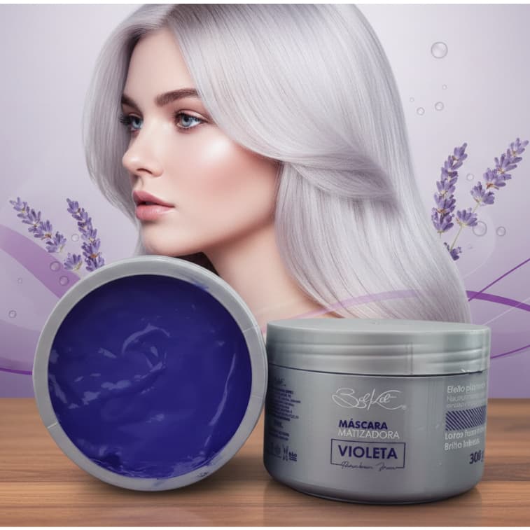 Mascara Matizadora Violeta Blond Belkit Elimina o amarelado dos Cabelos
