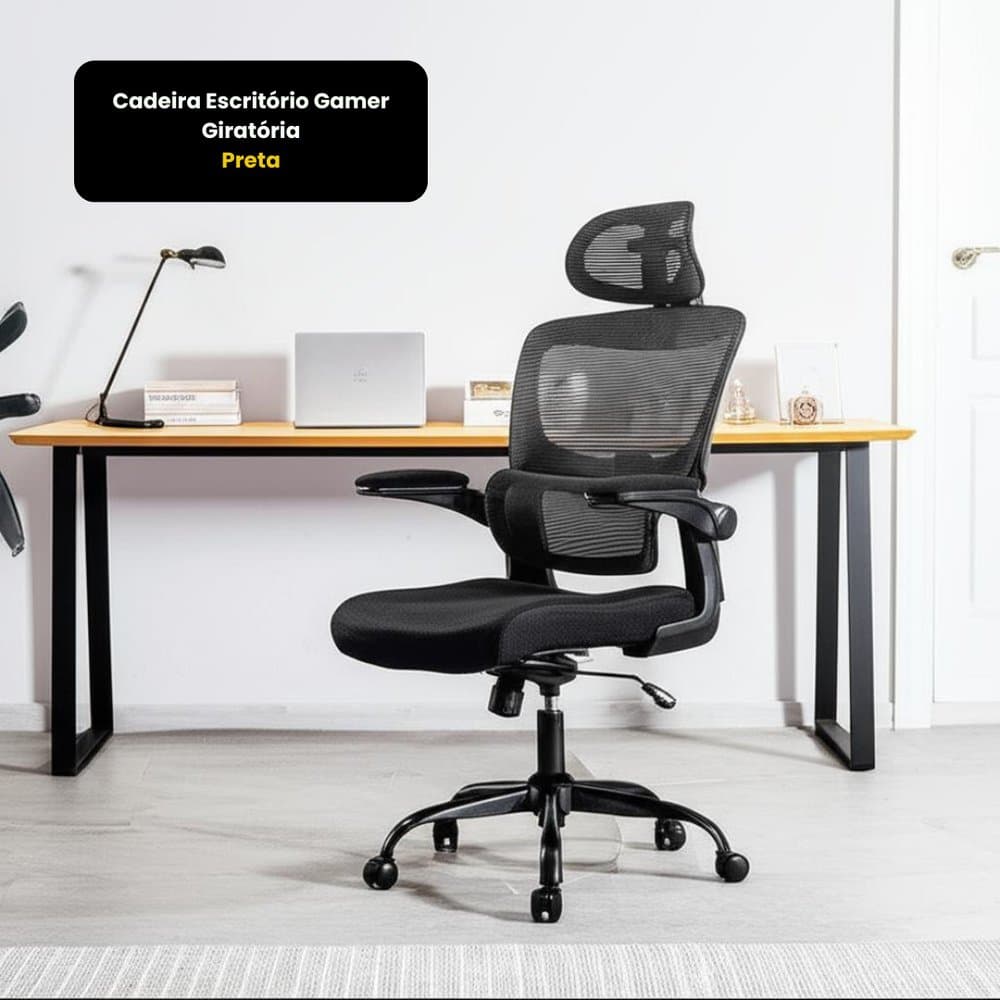 Cadeira Gamer Ergonômica Giratória Confortável Ajustável Resistente Moderna