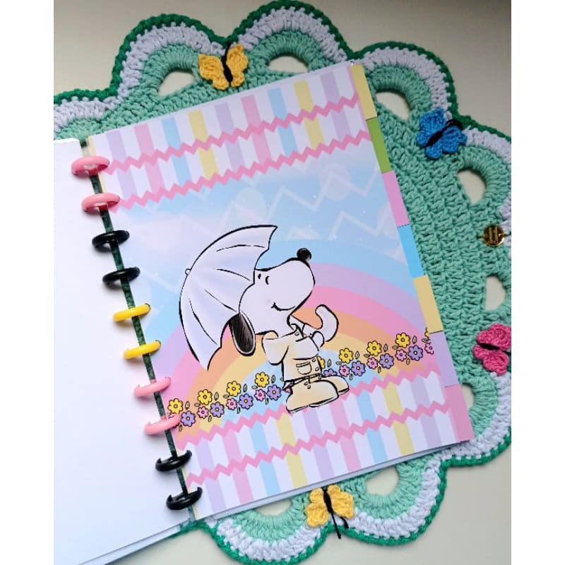 Kit com 7 divisórias para caderno de disco/Snoopy/universitário/10 discos