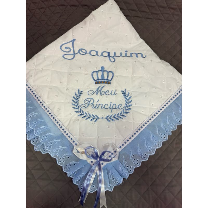 Manta Bebê Lese Forrada Personalizada com Nome Bordado – Presente Maternidade