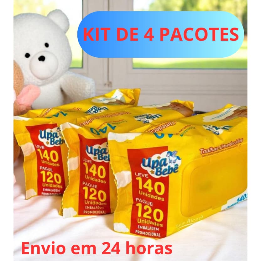 caixa com 4 pacotes de 150 Unidades Lencinhos Bebe Toalha Umedecido ( 600 unidades) Marca ...Bebê Show Barato Com Tampa