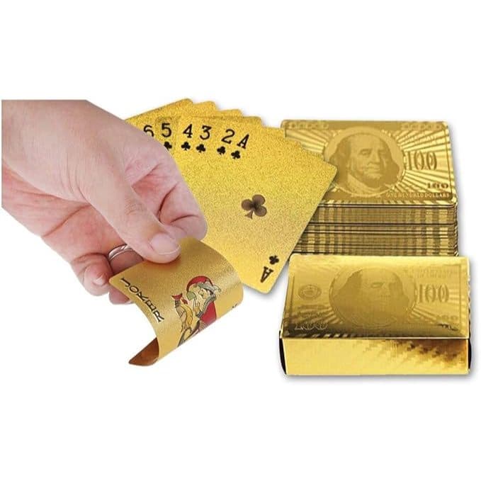 Baralho Dolar Dourado Ouro Folheado A Prova D'agua Poker 54 Cartas