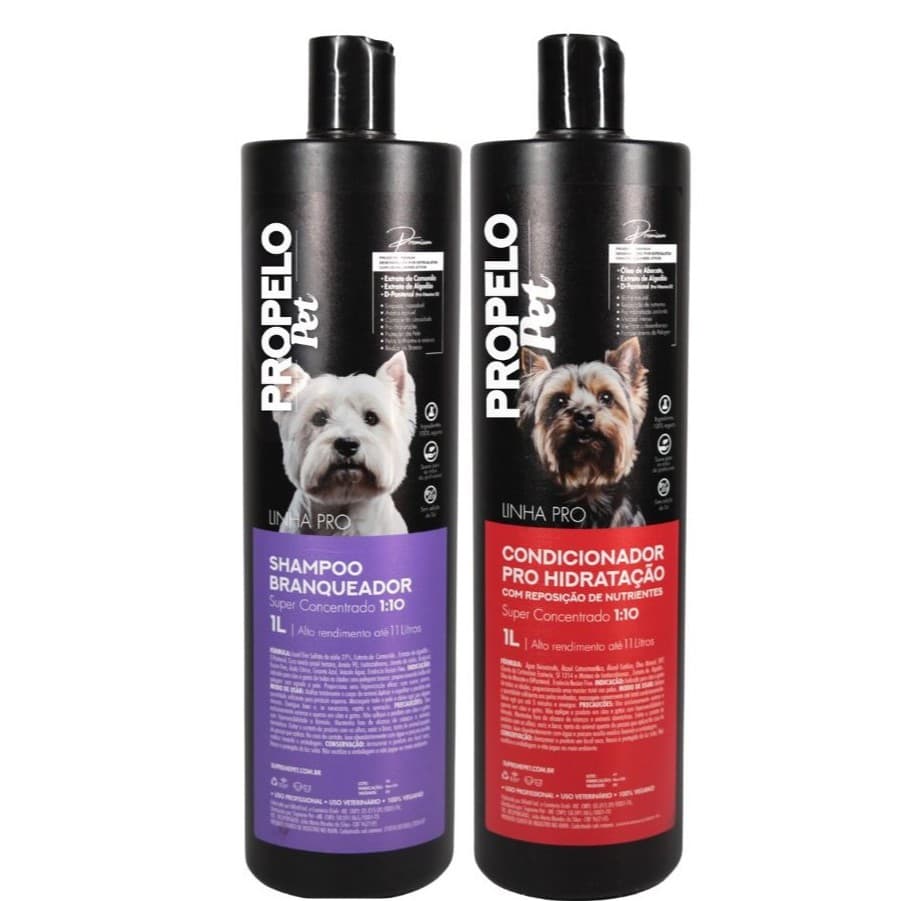 KIT Shampoo Pet Branqueador + Condicionador Pet 1L 1:10