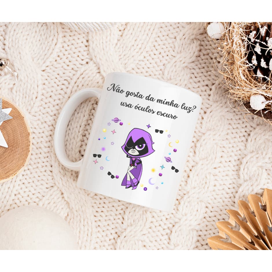Caneca Engraçada Ravena - 325ml - Porcelana de Alta Qualidade
