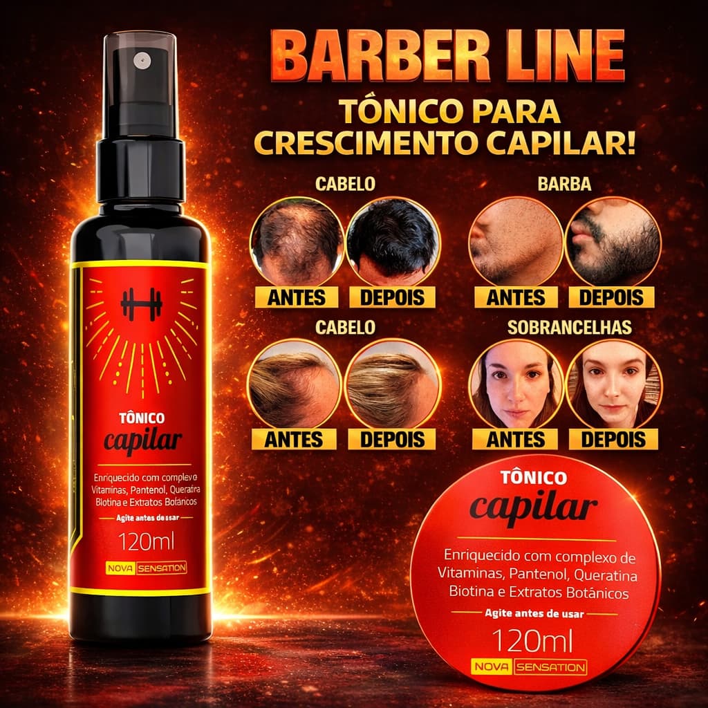 Tônico Crescimento Capilar Anti Queda Barba e Sobrancelha Barber Line