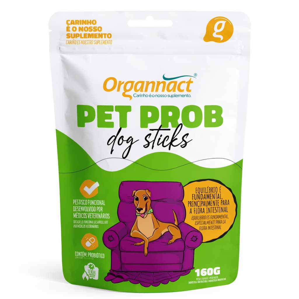 Pet Prob Dog Sticks Organnact 160g Probióticos Cães Para Cachorro Petisco Funcional Envio Imediato P