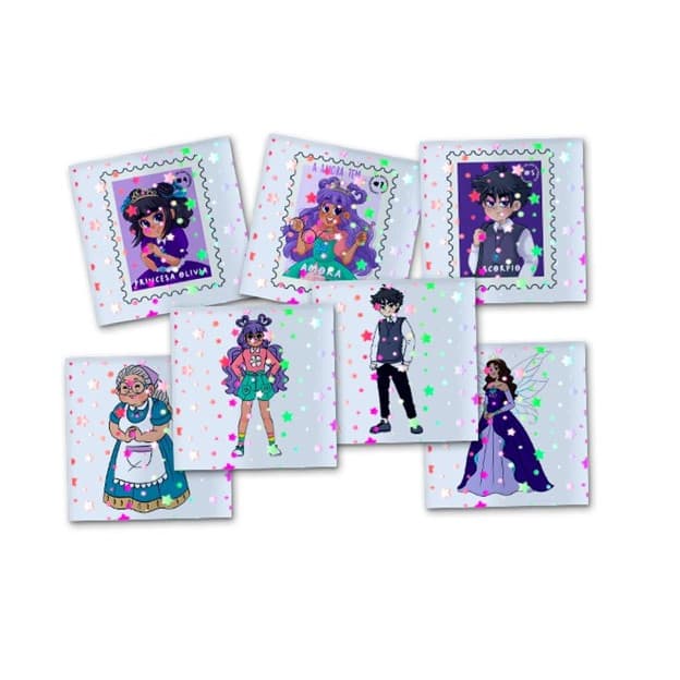 Adesivos Metalizados Variados 5x5cm Princesa Desastrada Adesivos Pequenos 5x5cm