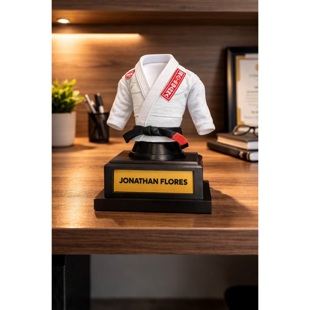 Troféu Kimono De Jiu-jitsu | Personalizado Com Base Preta