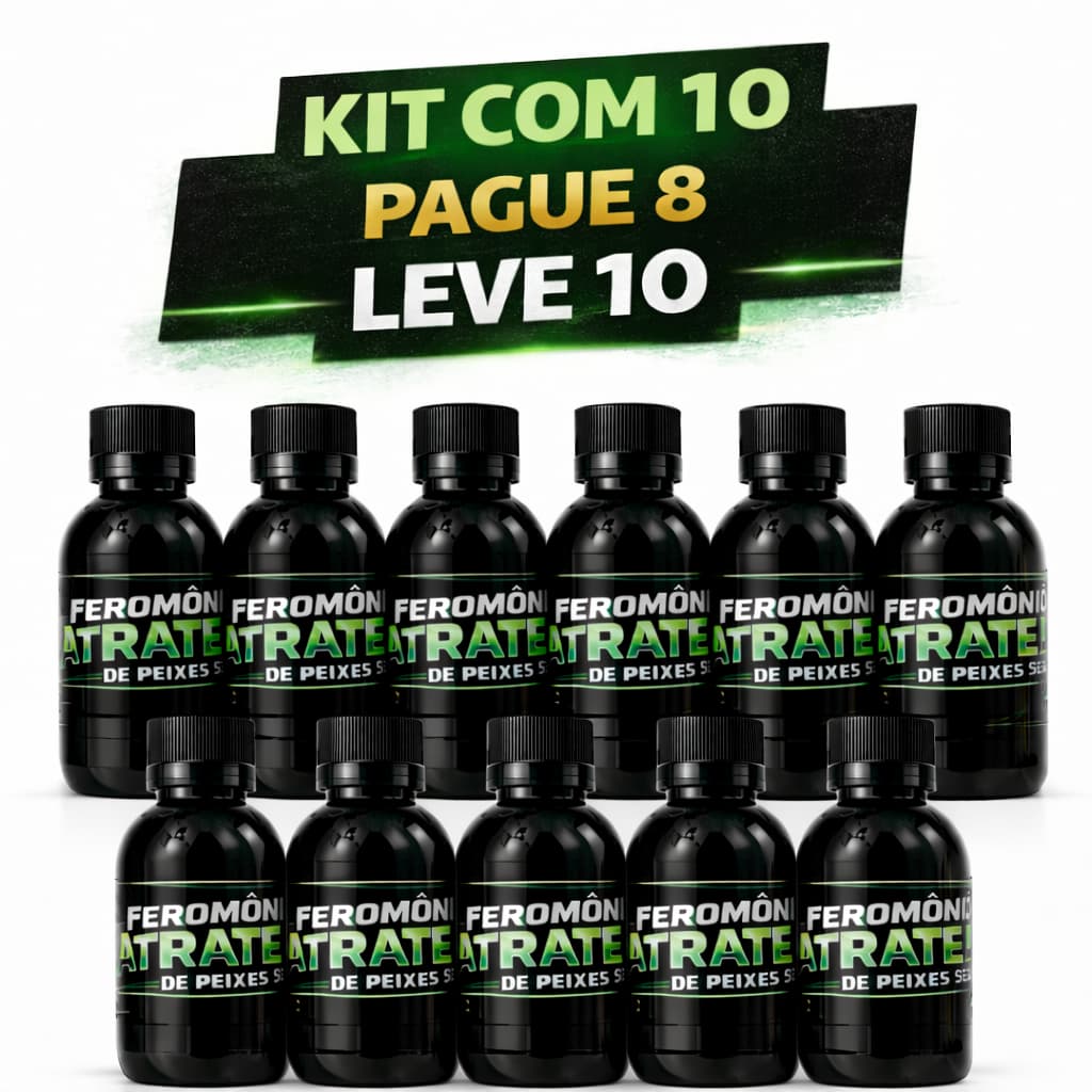 Essência Feromônio para Atrair Peixes Líquido Potencializador de Isca Ceva e Ração para Pesca kit C/ 10