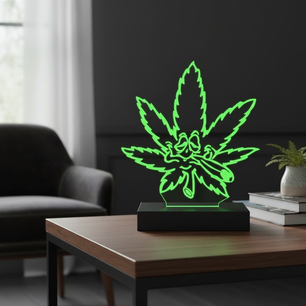 Luminária Led 3D Maconha Abajur Presente Criativo Decoração