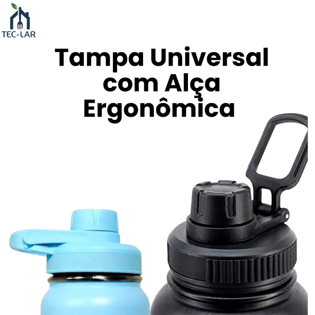 Tampa Universal com Alça Ergonômica para Garrafa Vedação Reforçada Leve Resiste Diversas Cores