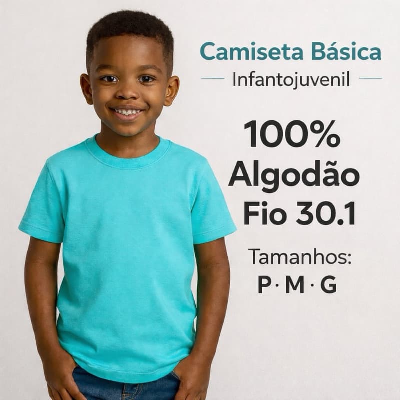 Camiseta Básica Infantojuvenil Unissex Roupa Kids Moda Casual Infantojuveni Camiseta Infantil