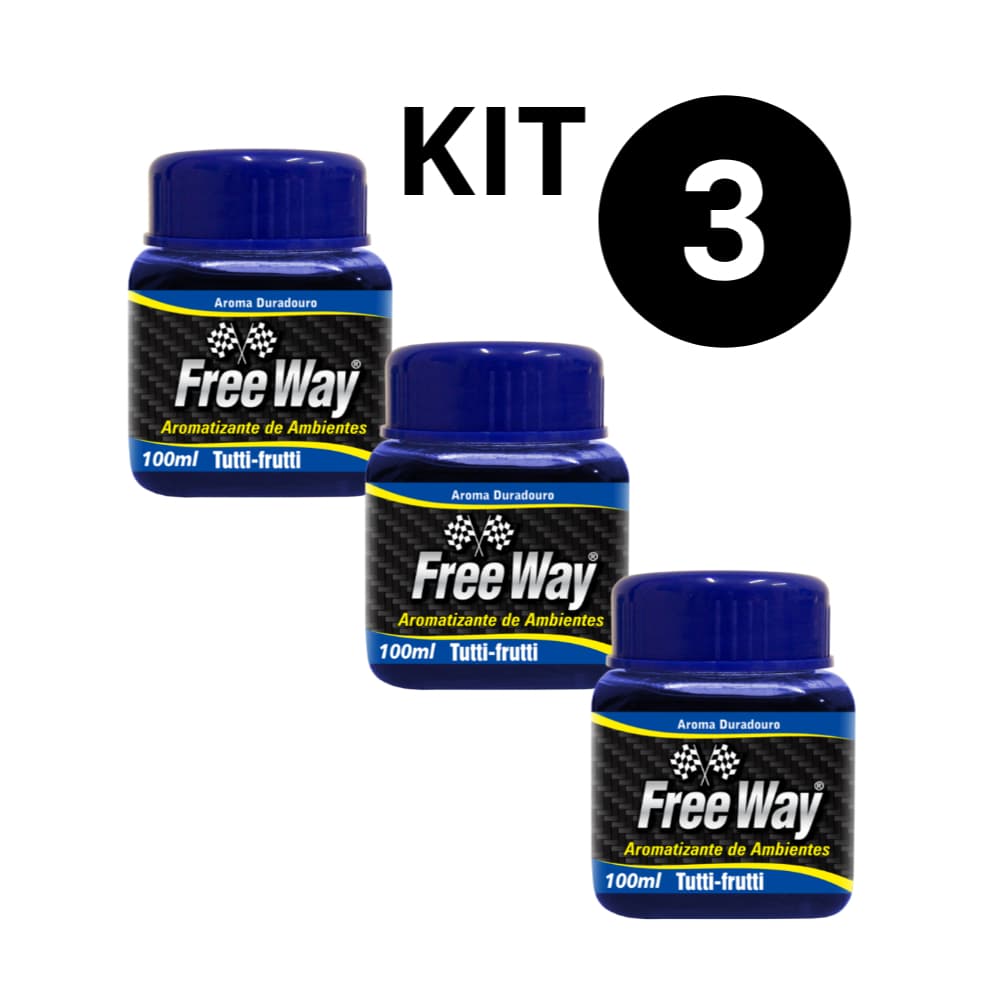 Kit 3 Aromatizantes Automotivo Líquido Free Way - Tutti Frutti - Cheirinho para Carro