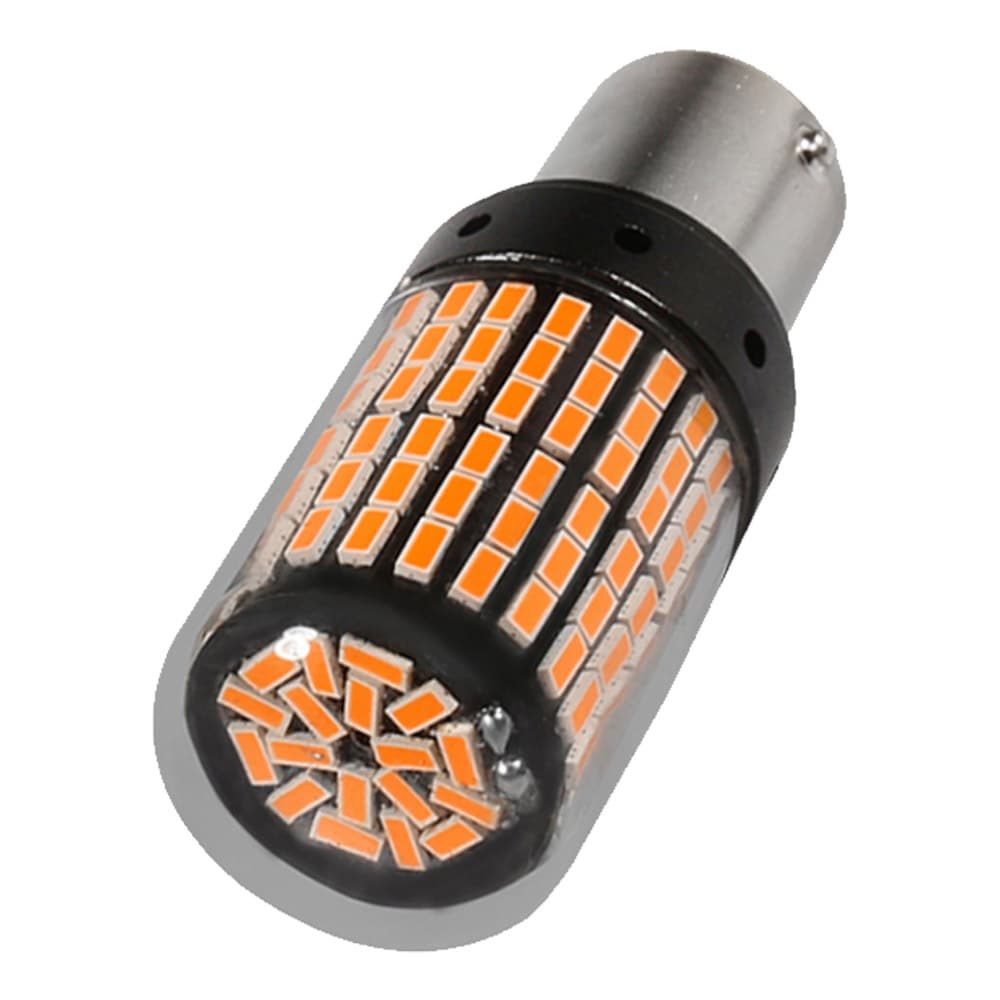 Lâmpada 1157 Dois Polos 144 leds smd ambar laranja 360o Un