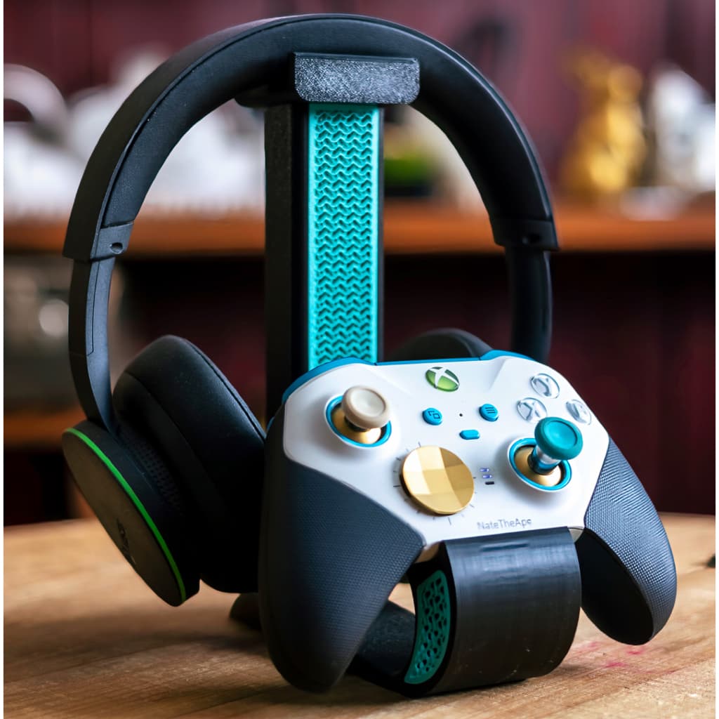 Suporte Gamer 2 Em 1 Controle Xbox Ps5 Ps4 + Headset Organizador Mesa