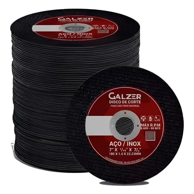 10 PEÇAS DE DISCO DE CORTE GALZER; 7X1,16X7/8"; 180X1,6X22,22mm