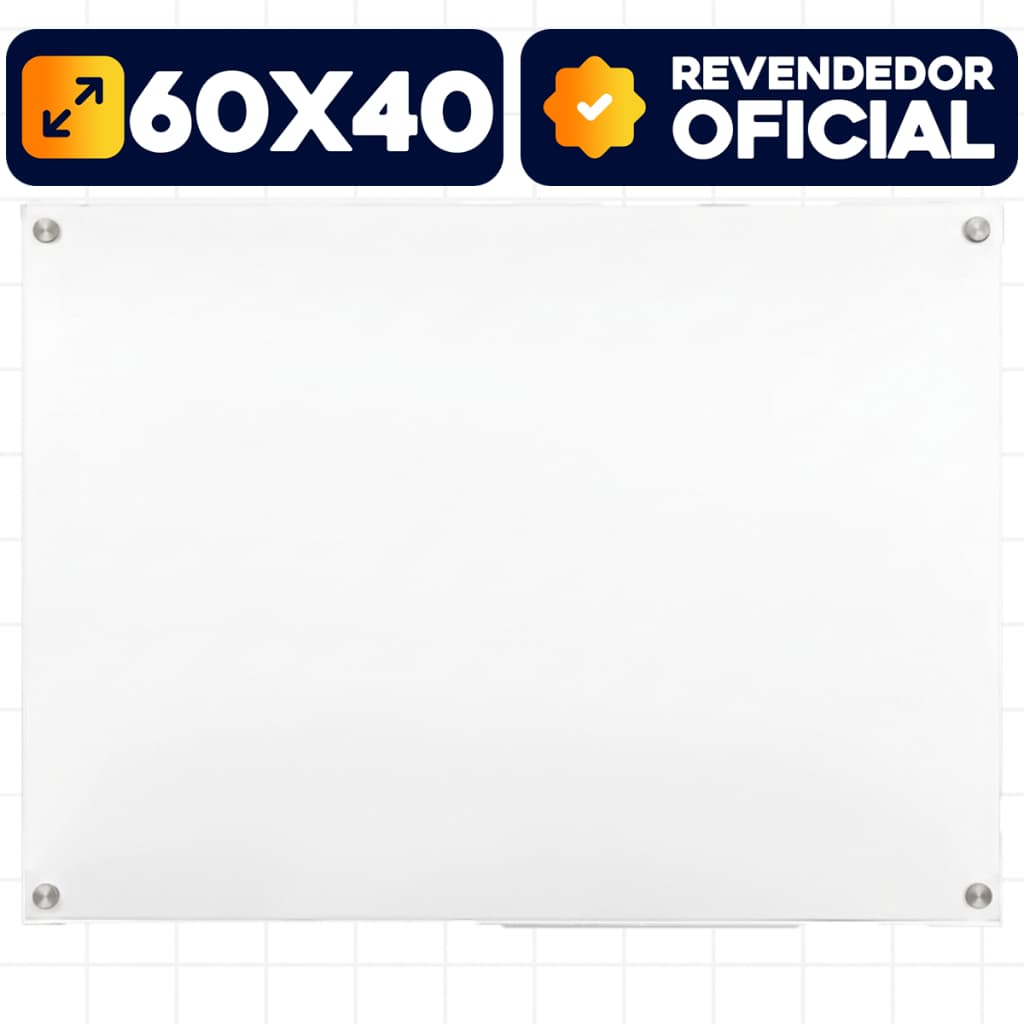 Lousa de Vidro Temperado 60x40cm Quadro Branco Magnético Escritório Escolar Parede Moderno Stalo