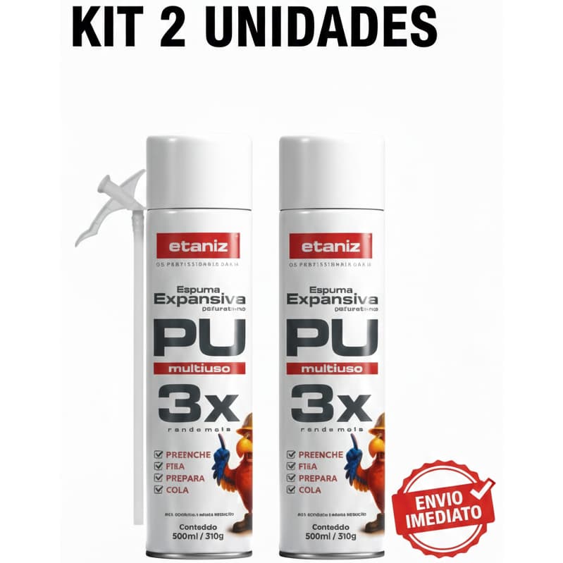 kit 2 Espuma Expansiva 500ml Embalagem Grande PU Uso Geral