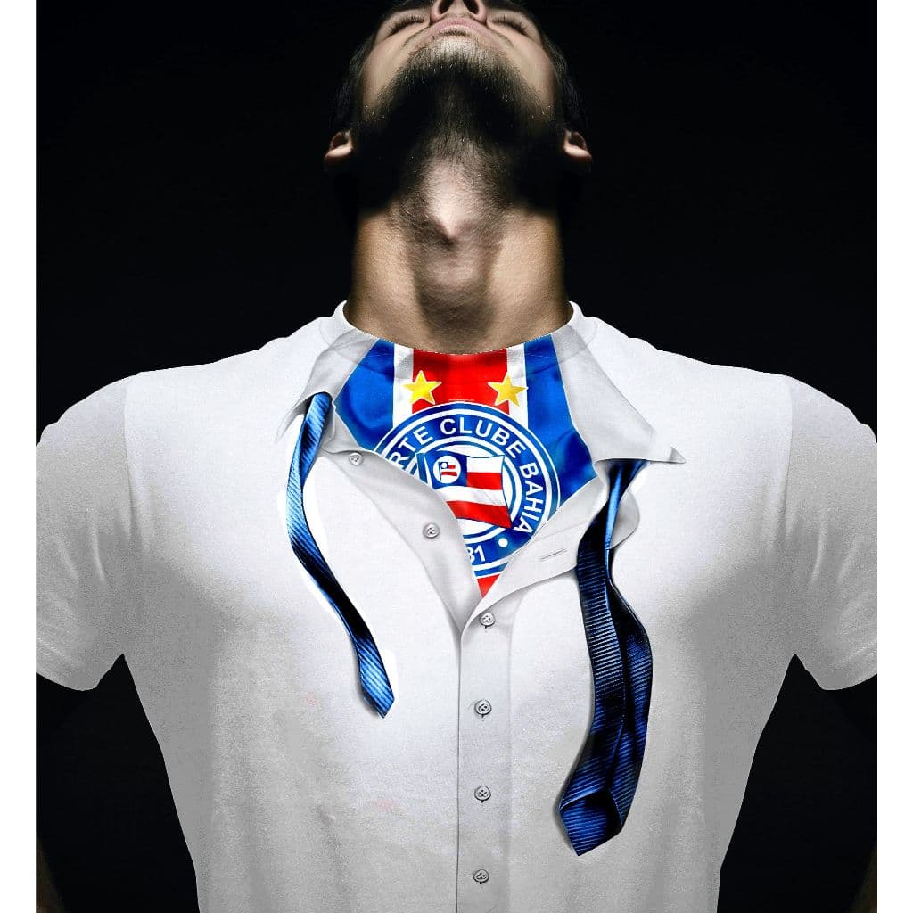 Camiseta Poliéster Bahia  Camisa do Bahea Blusa Tricolor de Aço  Time de Futebol