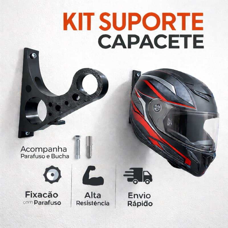 Kit Suporte Capacete Gancho De Parede Para Pendurar Capacete e Acessórios